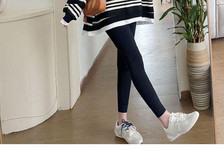 Maternity Round Neck Striped Oversized Sweatshirt Product Image