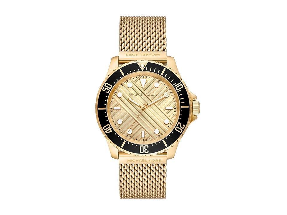 Michael Kors Mens Everest Three-Hand Gold-Tone Stainless Steel Mesh Bracelet Watch Product Image