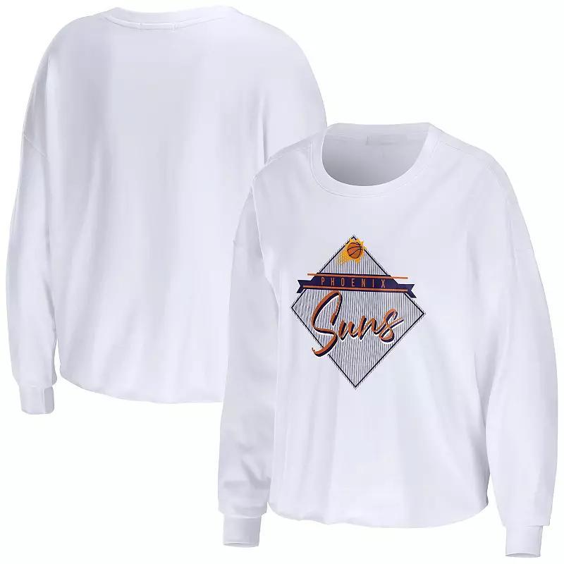 Womens WEAR by Erin Andrews White Phoenix Suns Cropped Long Sleeve T-Shirt product image