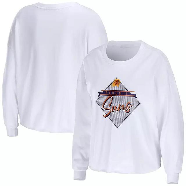 Womens WEAR by Erin Andrews White Phoenix Suns Cropped Long Sleeve T-Shirt Product Image