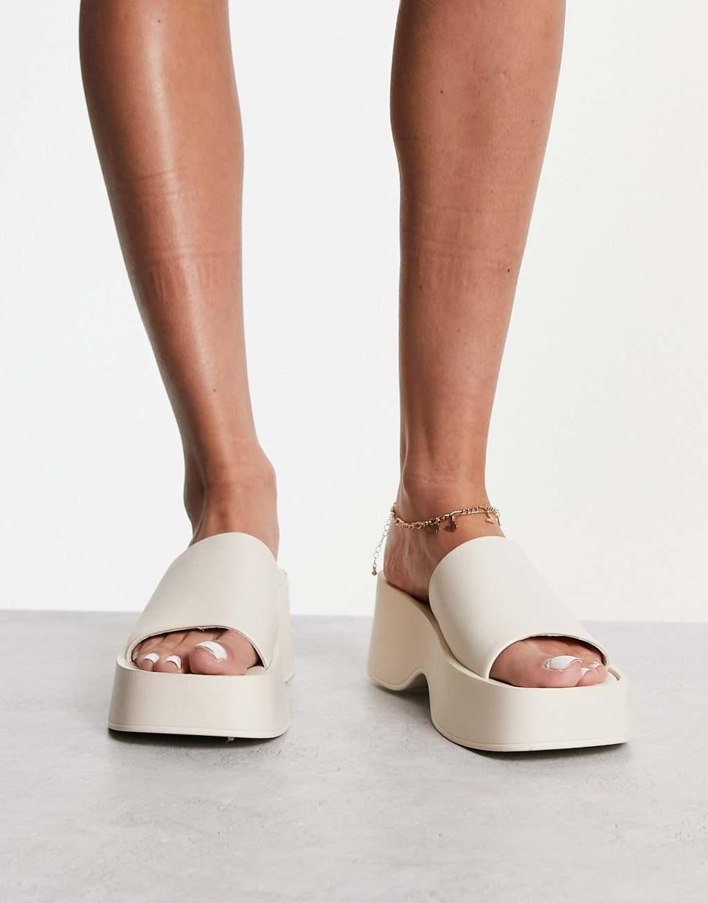 London Rebel flatform square toe sliders Product Image