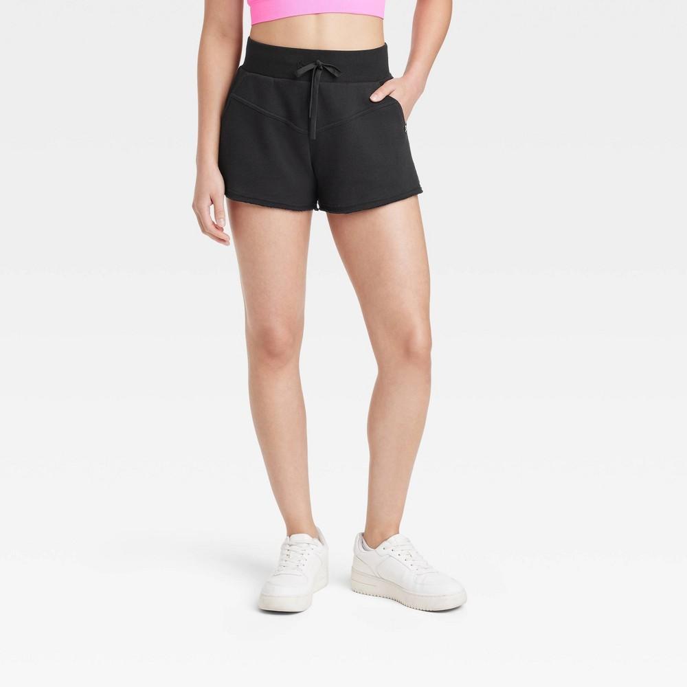 Womens Fleece High-Rise Shorts 3 - JoyLab Black XL Product Image