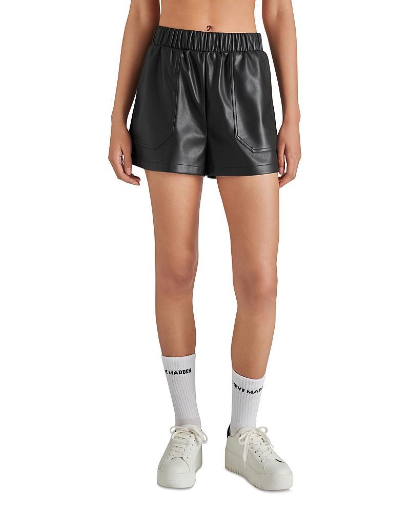 Steve Madden Faux the Record Faux Leather Shorts Product Image