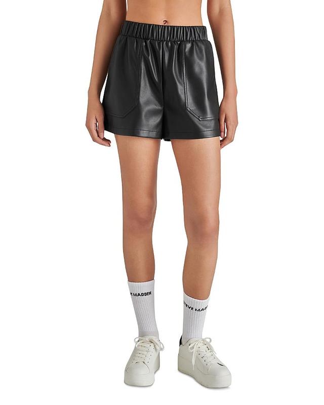 Steve Madden Faux The Record Faux Leather Shorts Product Image