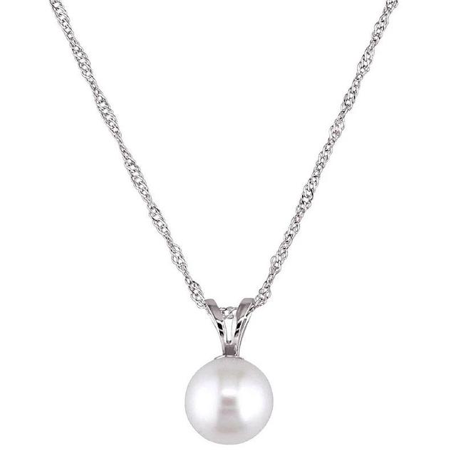 Stella Grace 14k White Gold Freshwater Cultured Pearl Solitaire Pendant Necklace, Womens 14k Whgold Product Image