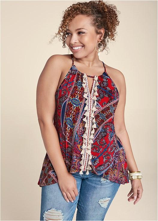 Paisley Print Tassel Top Product Image