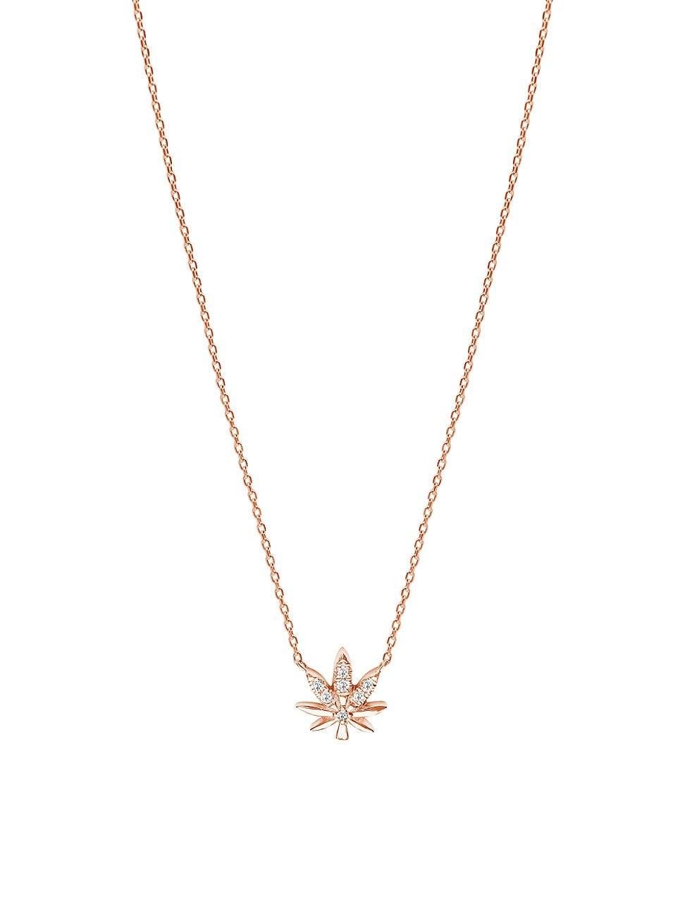 Womens Magic Touch 18K Rose Gold & Diamond Leaf Pendant Necklace - Pink Gold Product Image