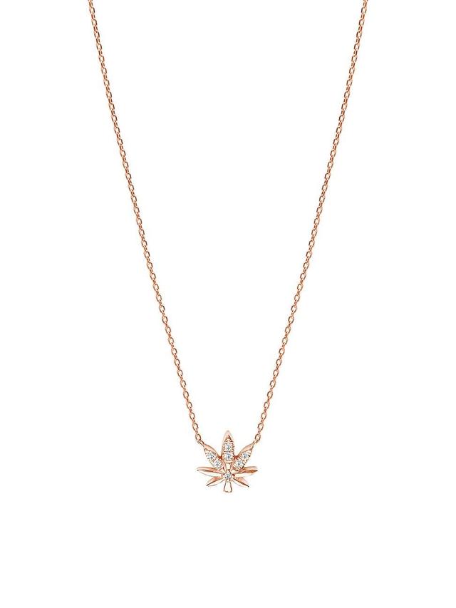 Womens Magic Touch 18K Rose Gold & Diamond Leaf Pendant Necklace - Pink Gold Product Image