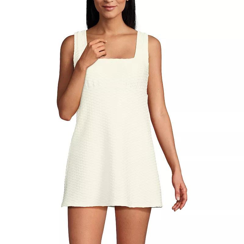 Womens Lands End Square Neck Textured Swim Dress Product Image