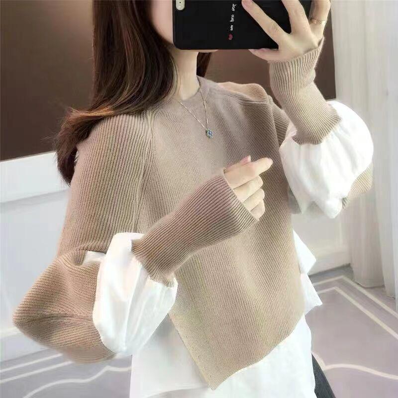 Round Neck Mock Two Piece Oversized Sweater Product Image