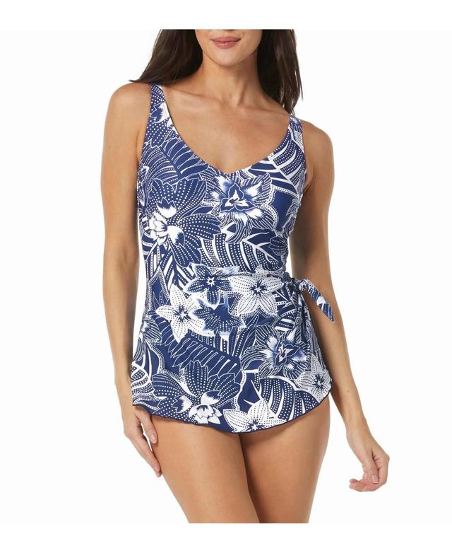 Roxanne Womens Floral Bra V-Neck Draped Front Sarong Product Image