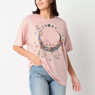 Juniors Womens Crew Neck Short Sleeve Graphic T-Shirt Product Image