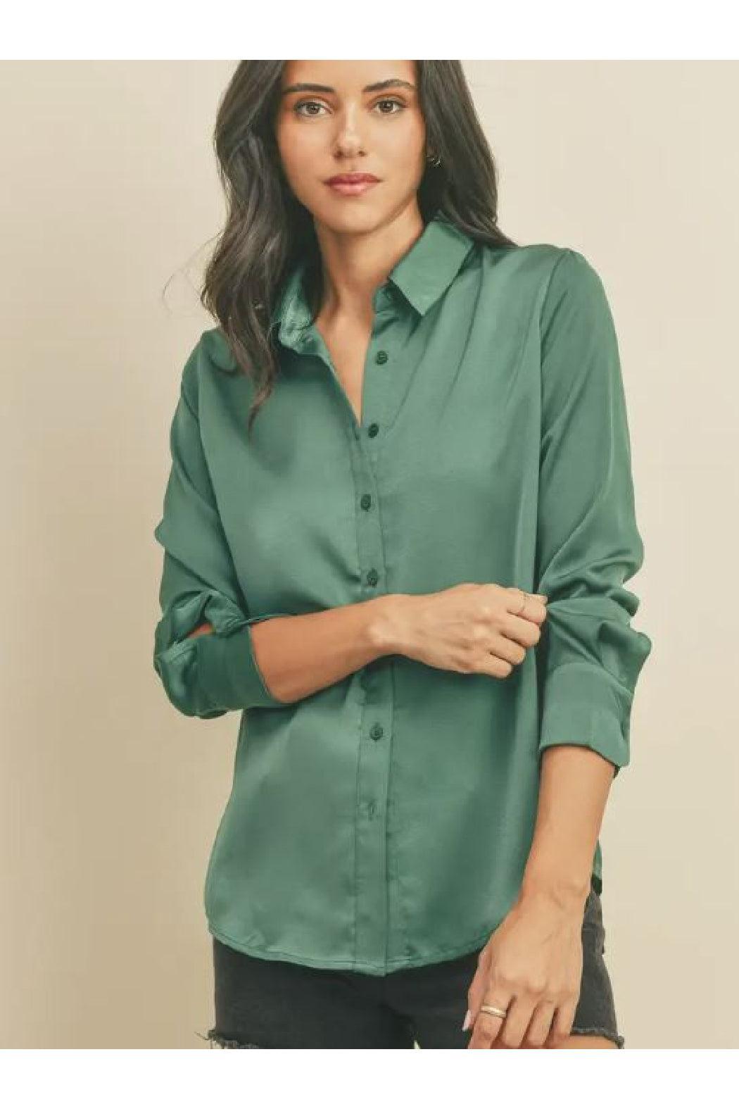 Button Down Satin Slim Shirt Female Product Image