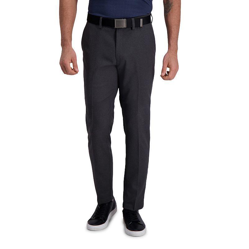 Mens Haggar Cool Right Performance Flex Slim-Fit Flat-Front Pants Dark Gray Grey Product Image