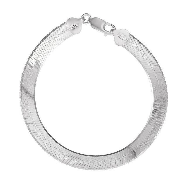 Sterling Silver 7.5mm Wide Herringbone Bracelet, Womens Silvertone Product Image