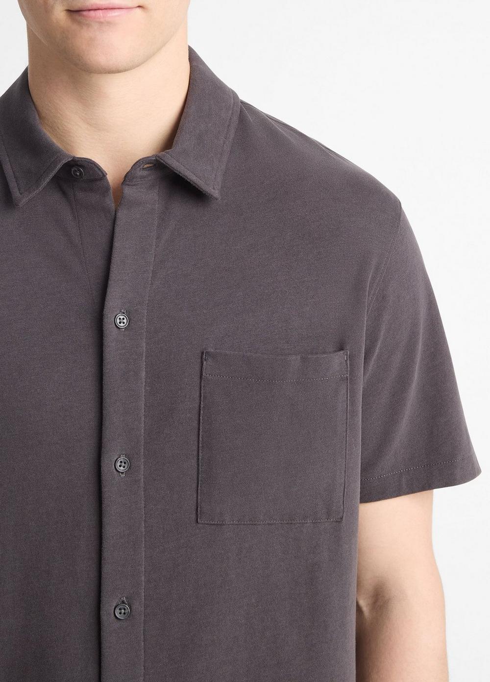 Sueded Cotton Jersey Button-Front Shirt Product Image