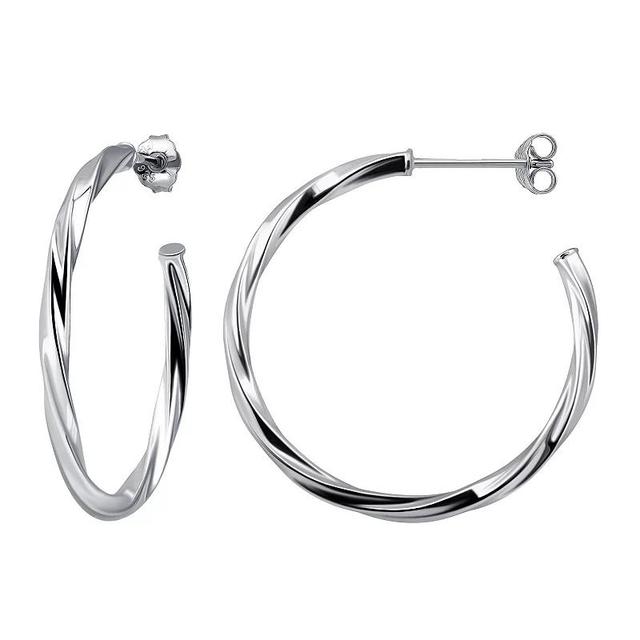 Aleure Precioso Sterling Silver 30 mm Twisted C-Hoop Earrings, Womens Product Image