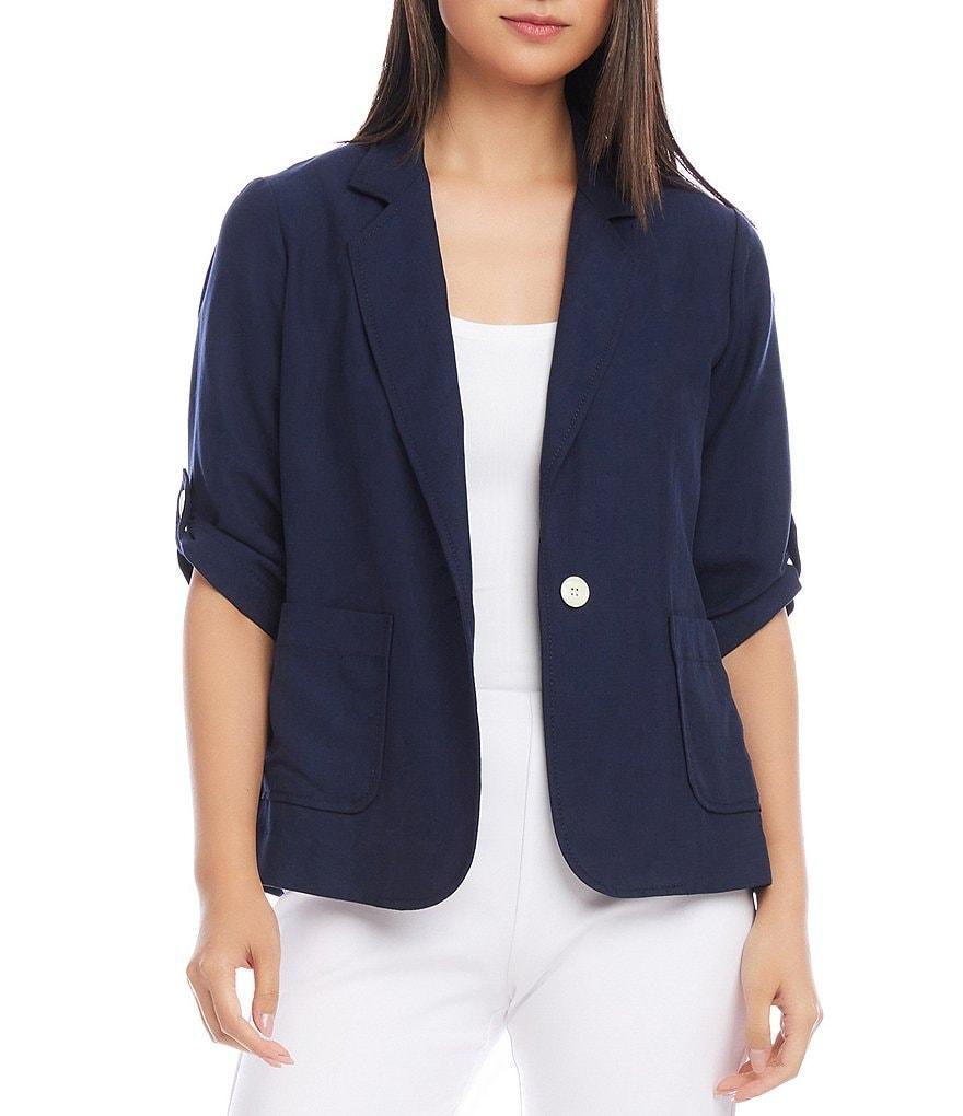 Karen Kane Notch Collar Roll-Tab Sleeve Single Button Blazer Product Image