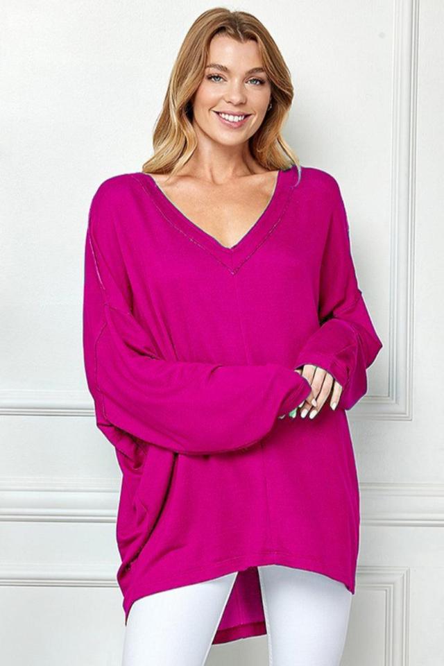 Oversized V Neck Top Female Product Image