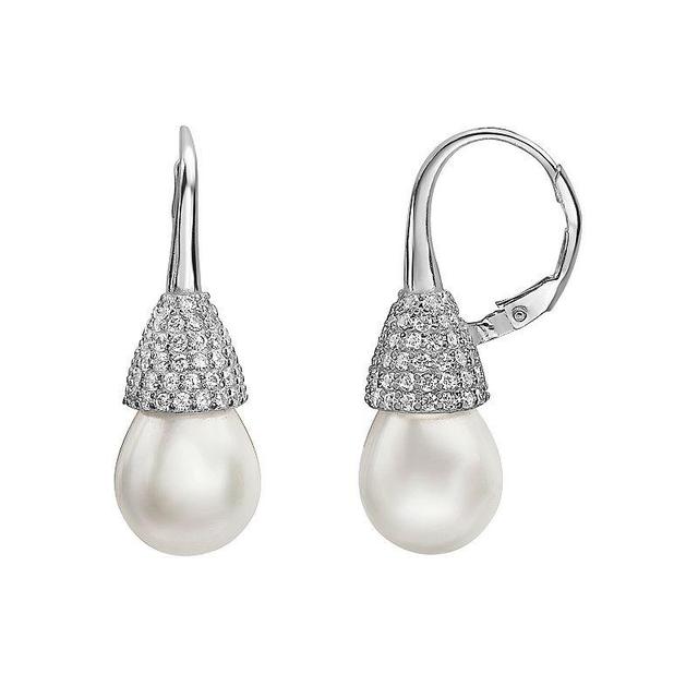 Sterling Silver Freshwater Cultured Pearl Round Drop Earrings, Womens Product Image