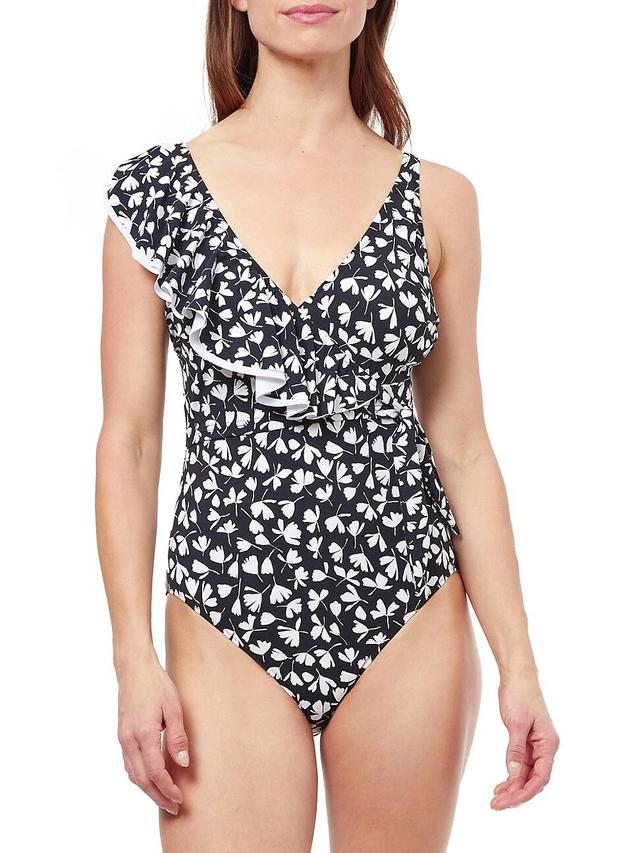 Womens Wrap Ruffle One-Piece Swimsuit Product Image