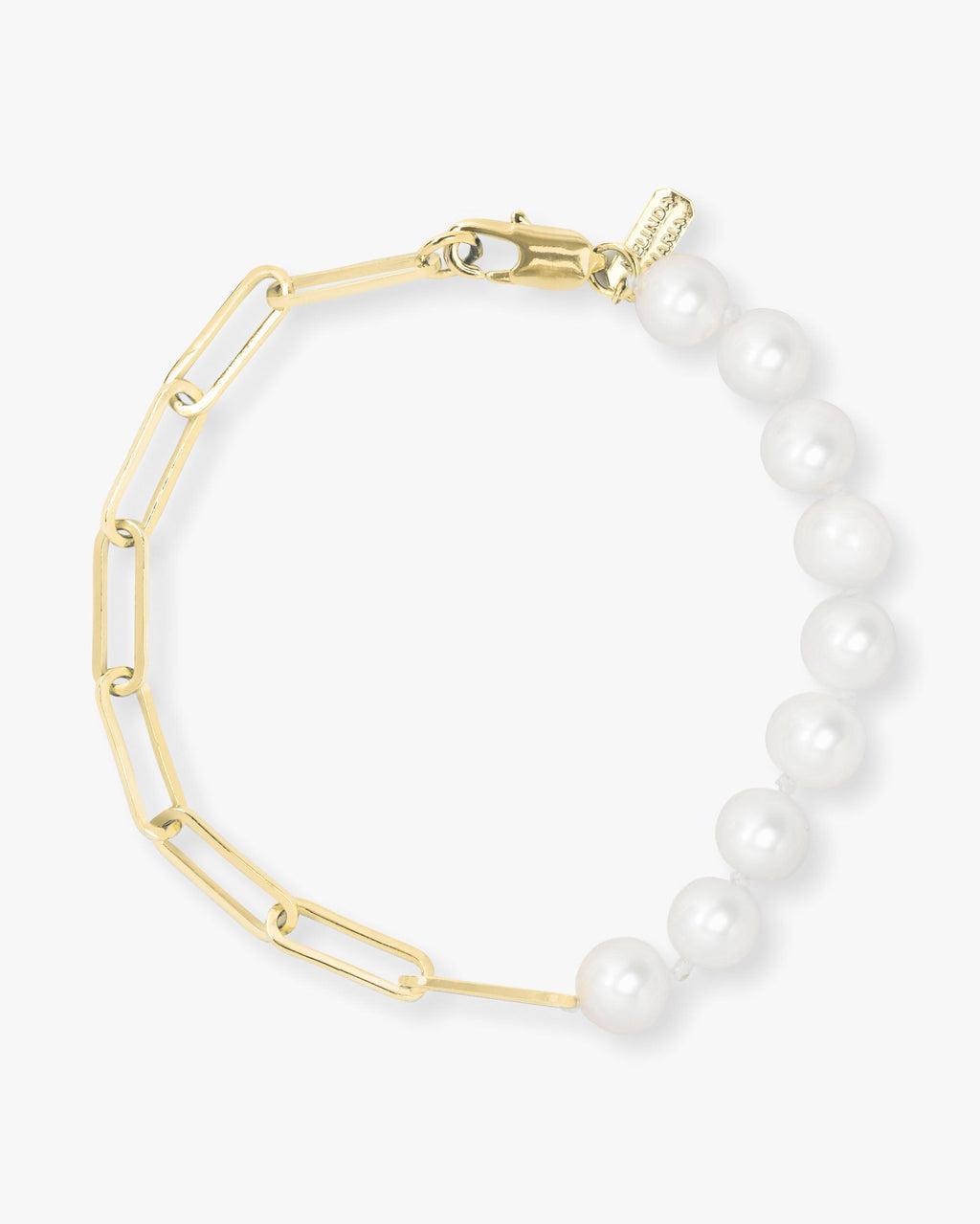 Samantha Half Chain Pearl Bracelet - Gold Product Image