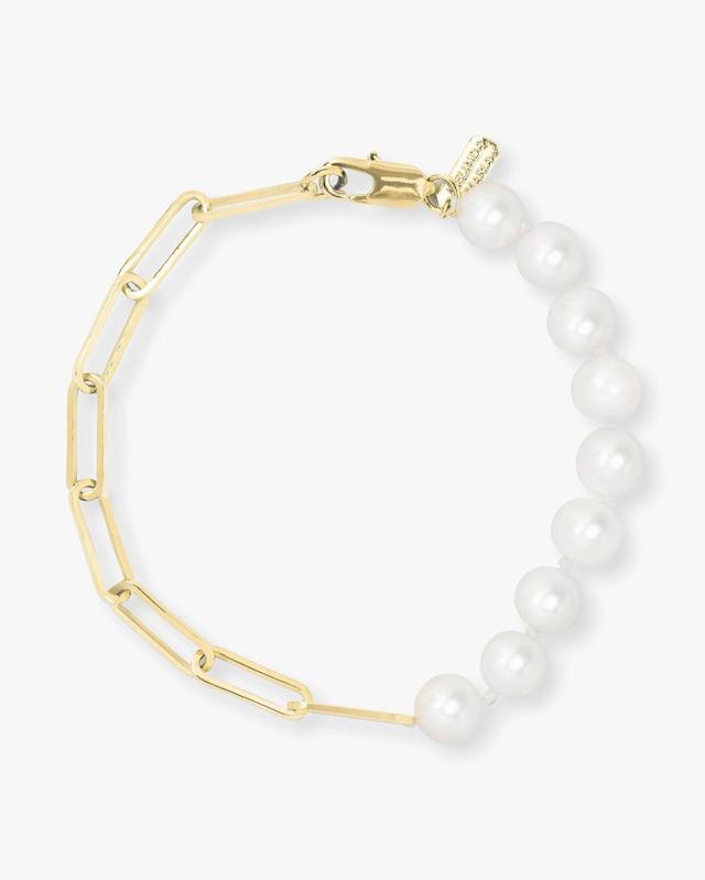 Samantha Half Chain Pearl Bracelet - Gold Product Image