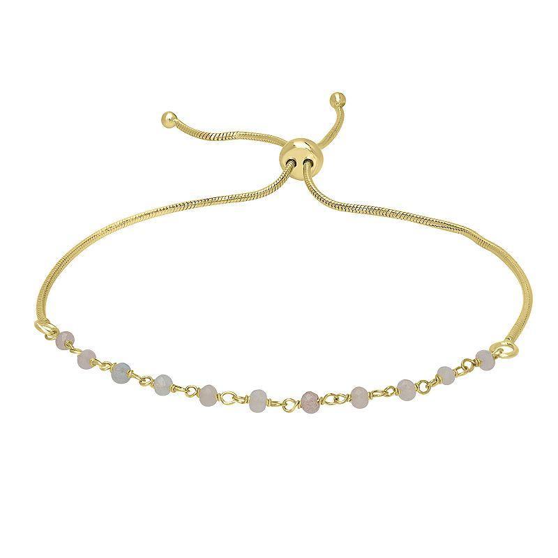 Gemistry 14k Gold over Sterling Silver Gemstone Beaded Adjustable Bracelet, Womens Labradorite Product Image