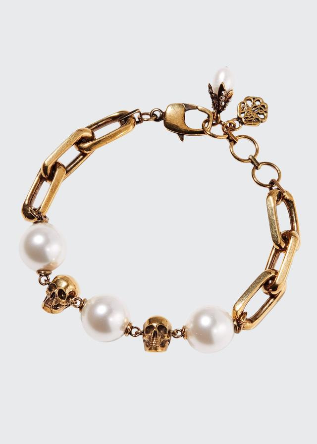 Pearly Chain and Skull Bracelet Product Image