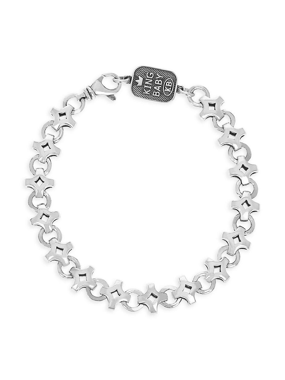 Mens Diamond Link Sterling Silver Bracelet Product Image