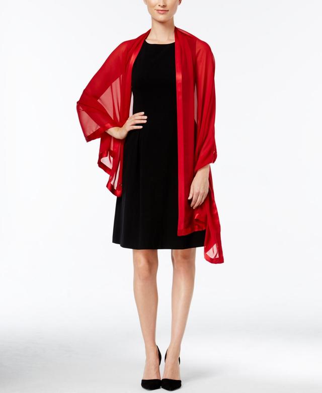 Calvin Klein Elegant Satin-Trim Chiffon Evening Wrap Product Image