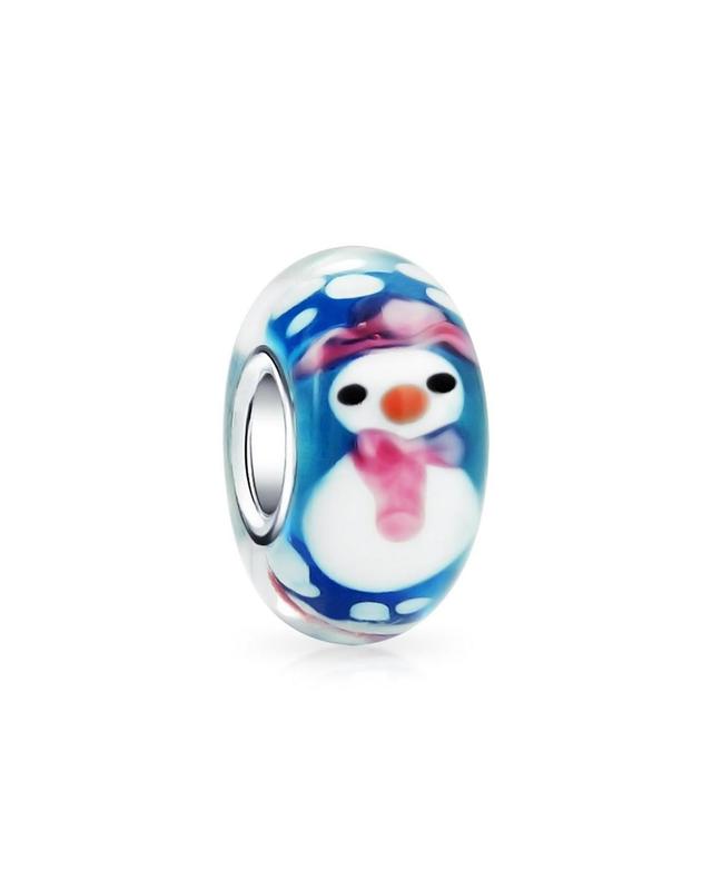 Bling Jewelry Christmas Holiday Snowman Winter Murano Glass Sterling Silver Spacer Bead Fits European Charm Bracelet For Women For Teen Product Image