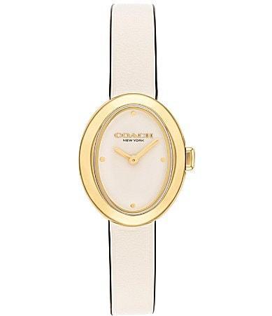 COACH Womens Sammy Quartz Analog Chalk Leather Strap Watch Product Image