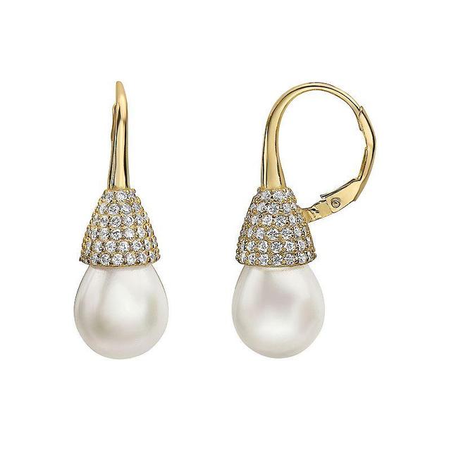 14k Gold Over Sterling Silver Freshwater Cultured Pearl Drop Earrings, Womens, Gold Tone Product Image