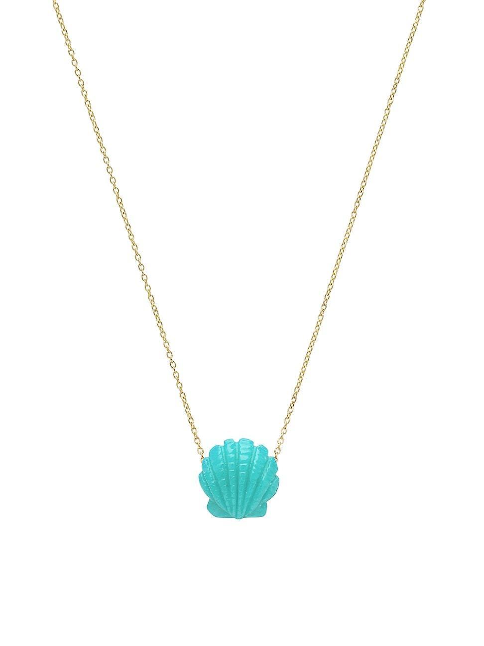 Womens Mar, Sol Y Arena Goldtone & Turquoise Clamshell Pendant Necklace Product Image