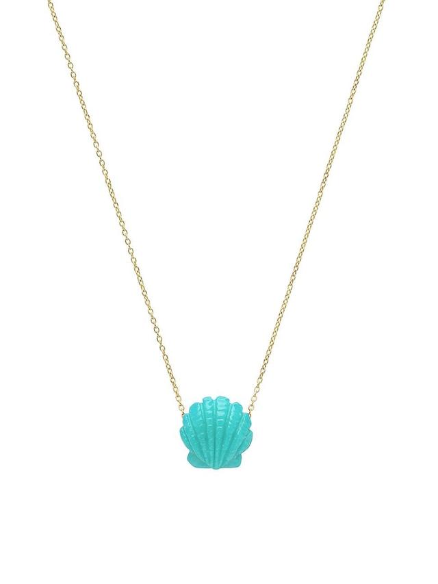 Womens Mar, Sol Y Arena Goldtone & Turquoise Clamshell Pendant Necklace Product Image