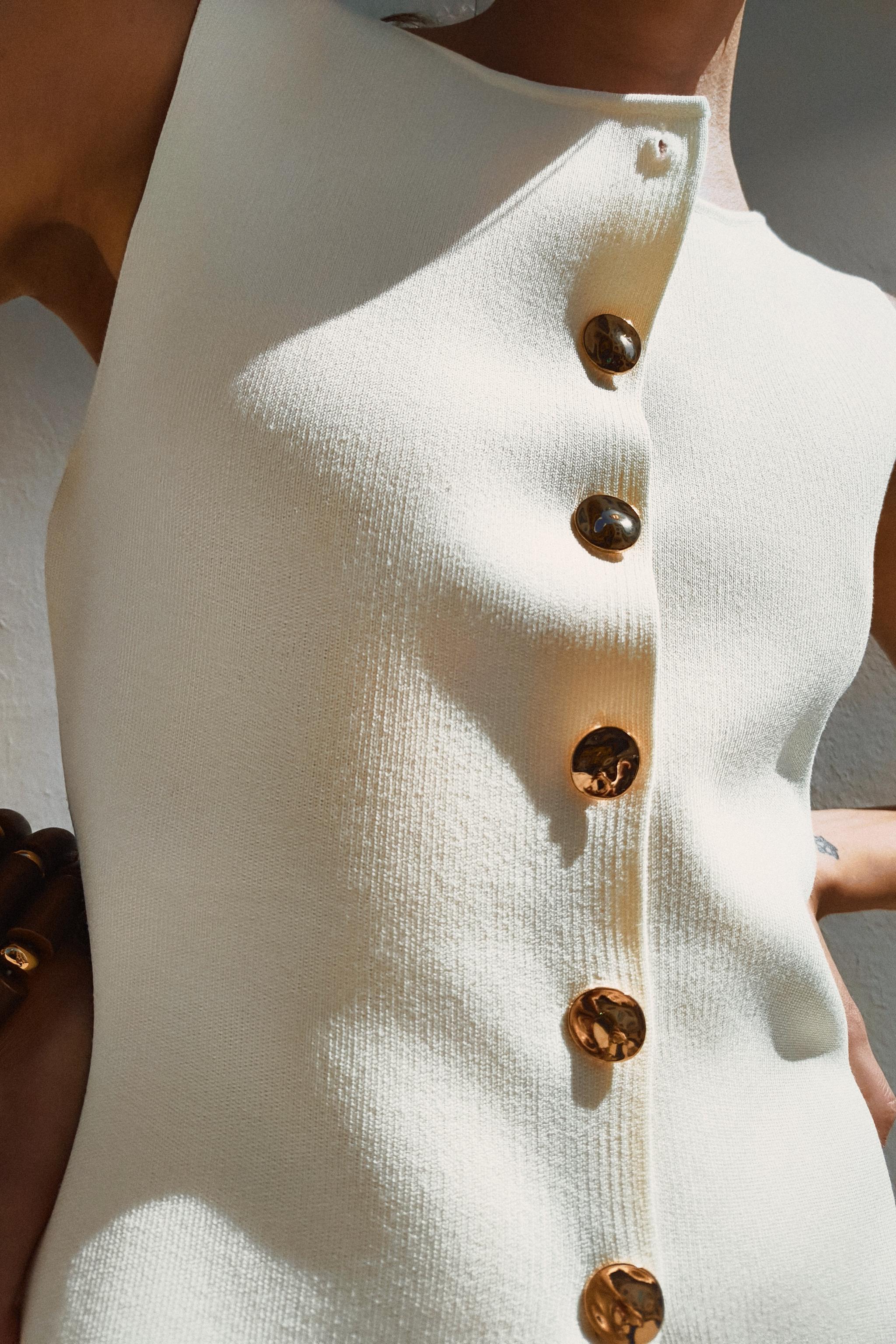 GOLD BUTTON KNITTED VEST TOP Product Image