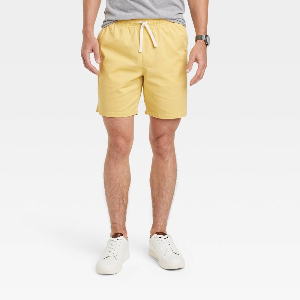 Mens 7 Everyday Pull-On Shorts - Goodfellow & Co Yellow XL Product Image