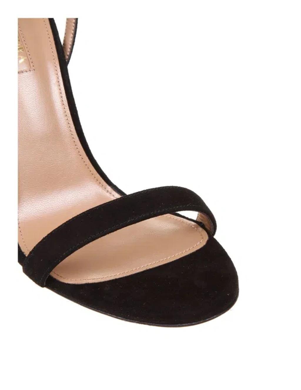 AQUAZZURA 105mm Bow Tie Suede Sandals In Black Product Image