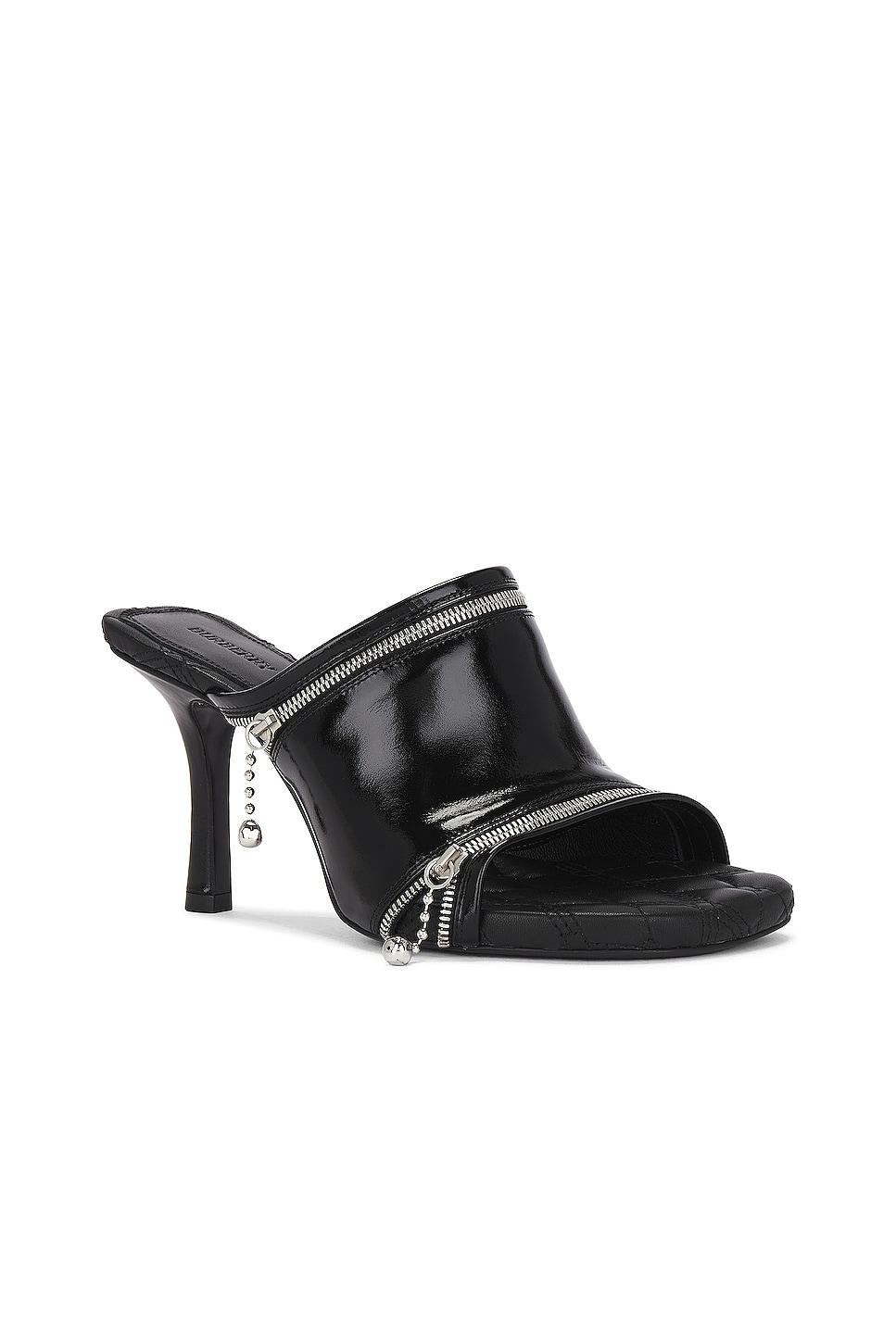 Burberry Peep Sandal in Black - Black. Size 39.5 (also in 36, 36.5, 37, 37.5, 40). Product Image