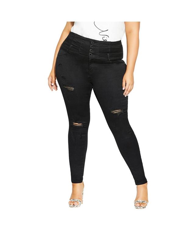 City Chic Womens Asha Rip Corset Skinny Jean Product Image