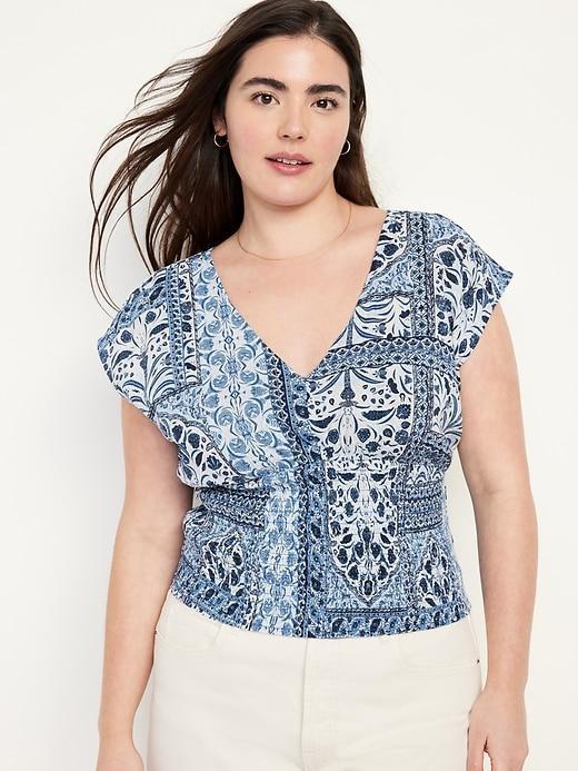 Waist-Defined Smocked Top Product Image