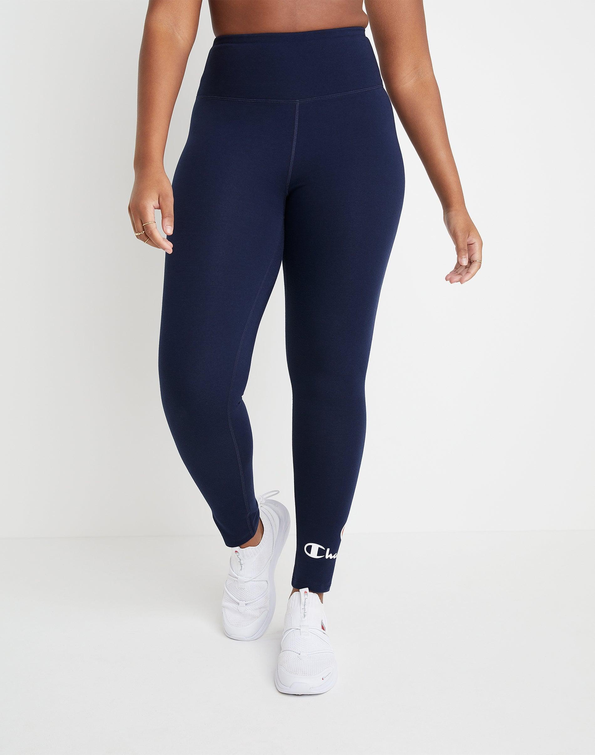 Womens Champion Authentic 7/8 Leggings, C & Classic Script Logo, 25 Athletic Navy XL Product Image