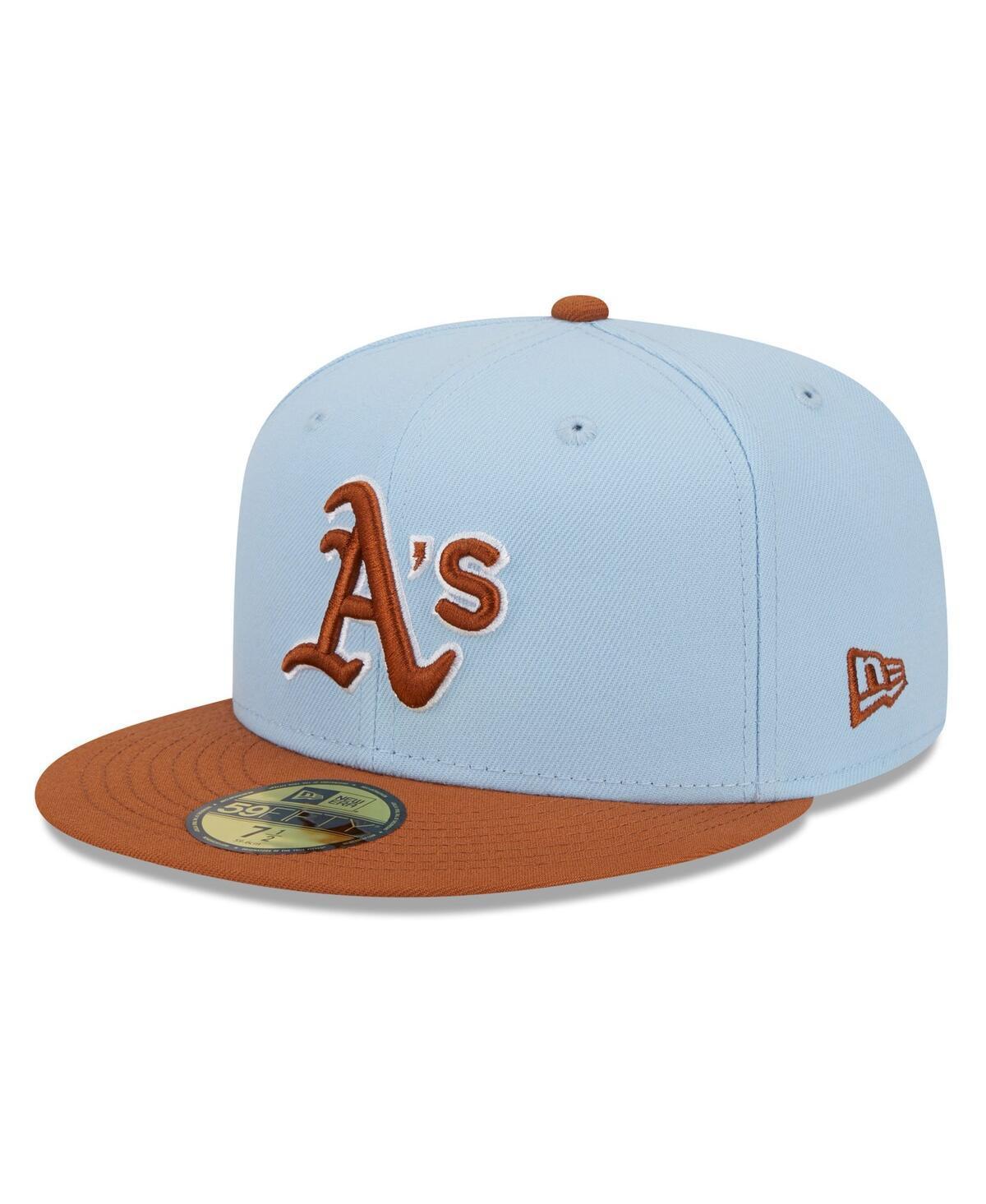 New Era Mens Light Blue Oakland Athletics Spring Color Basic Two-Tone 59FIFTY Fitted Hat - Light Blue, Brown Product Image