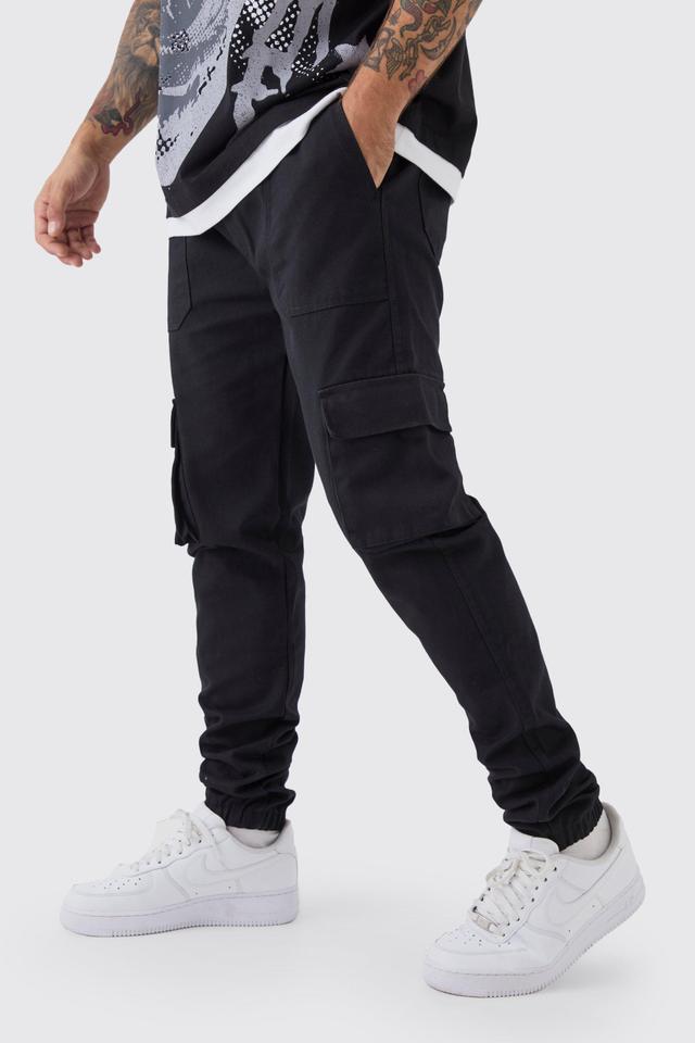 Skinny Fit Elasticated Waist Cuffed Cargo Pants | boohooMAN USA Product Image