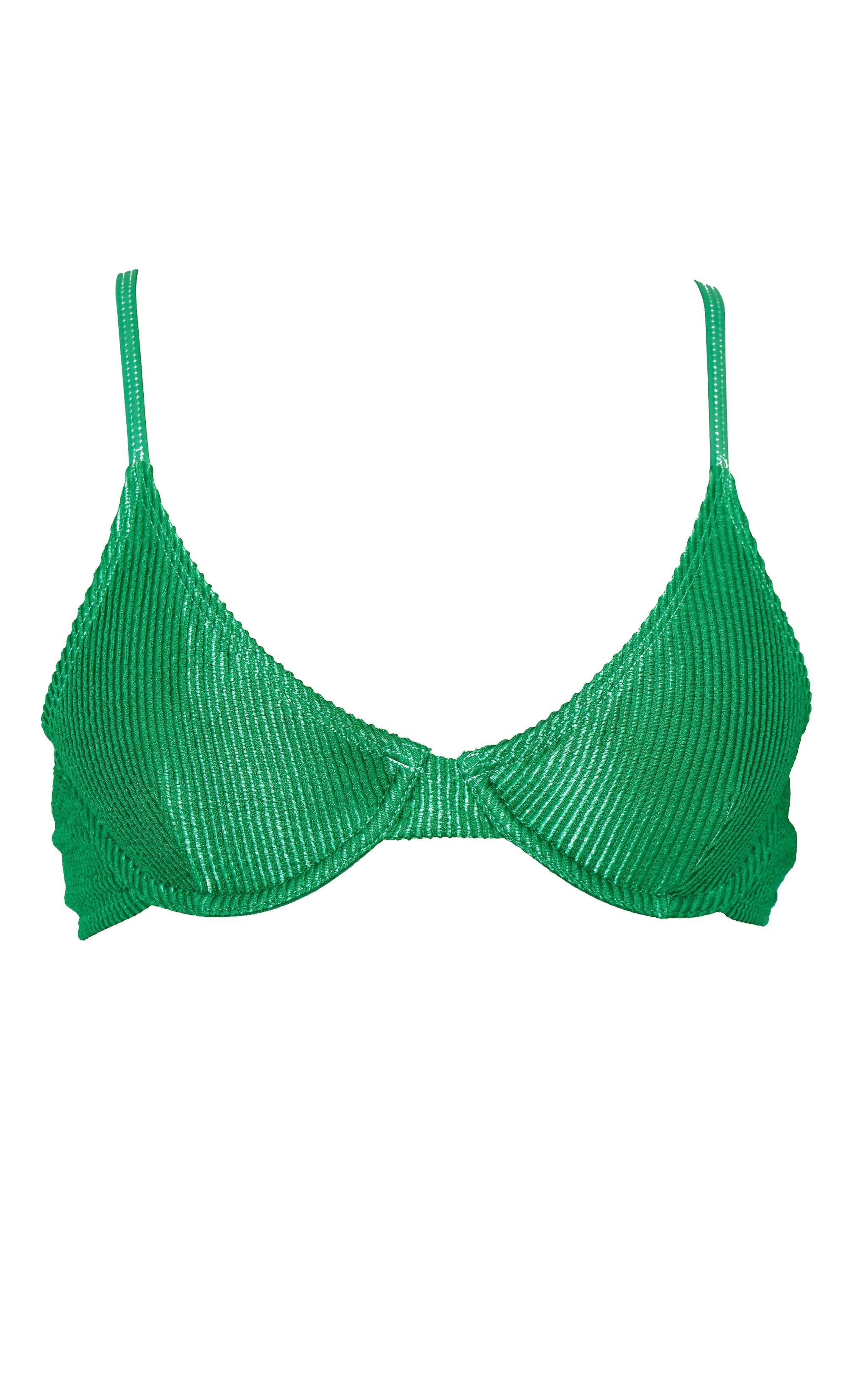 Green Metallic Crinkle Underwired Bikini Top Product Image