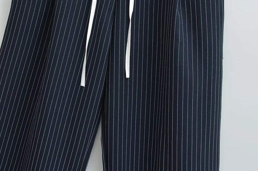 High Waist Pinstriped Wide Leg Pants Product Image