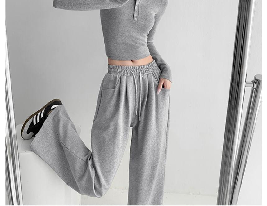 Drawstring High-Rise Wide-Leg Sweatpants Product Image