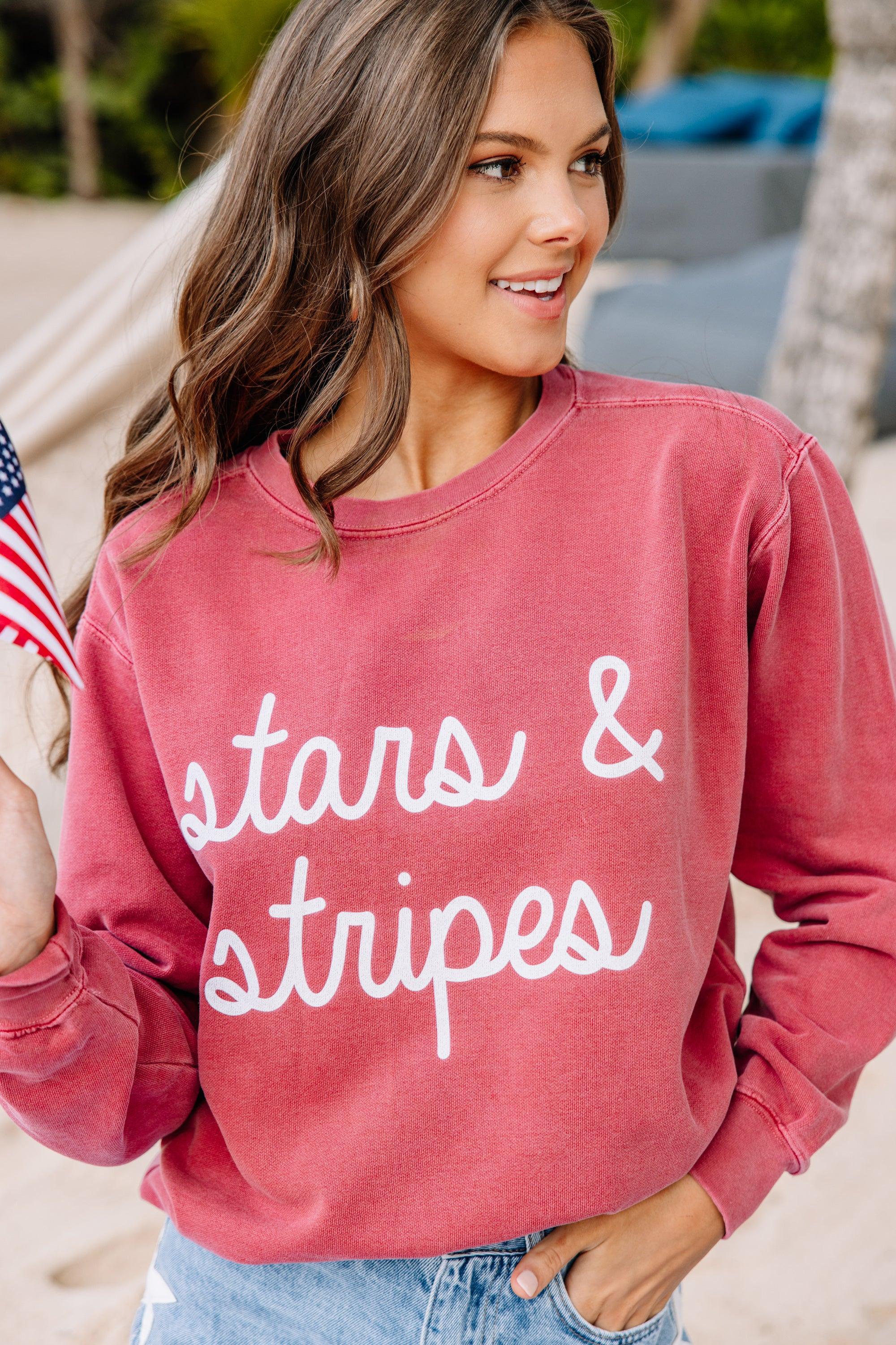 Comfort Colors: Stars & Stripes Crimson Red Graphic Sweatshirt Female Product Image