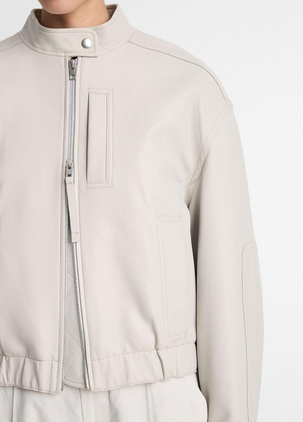 Leather Cropped Bomber Jacket Product Image